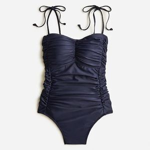 NWT J.Crew navy ruched tie-shoulder one-piece - 10